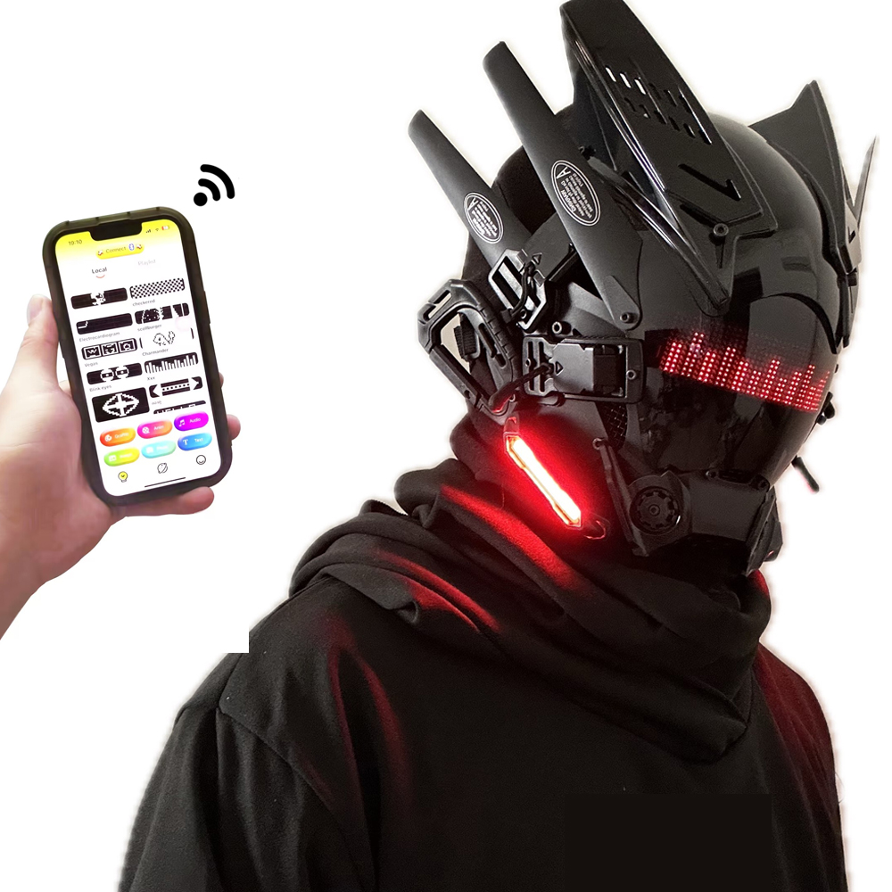 赛博朋克LED面具手机app控制LED面罩可DIY GIF动图制作 角色扮演
