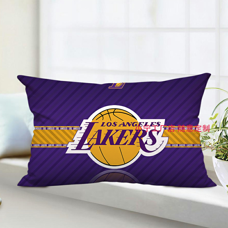 NBA快船长方形勇士湖人队徽标logo周边抱枕头篮球床头含芯靠垫背