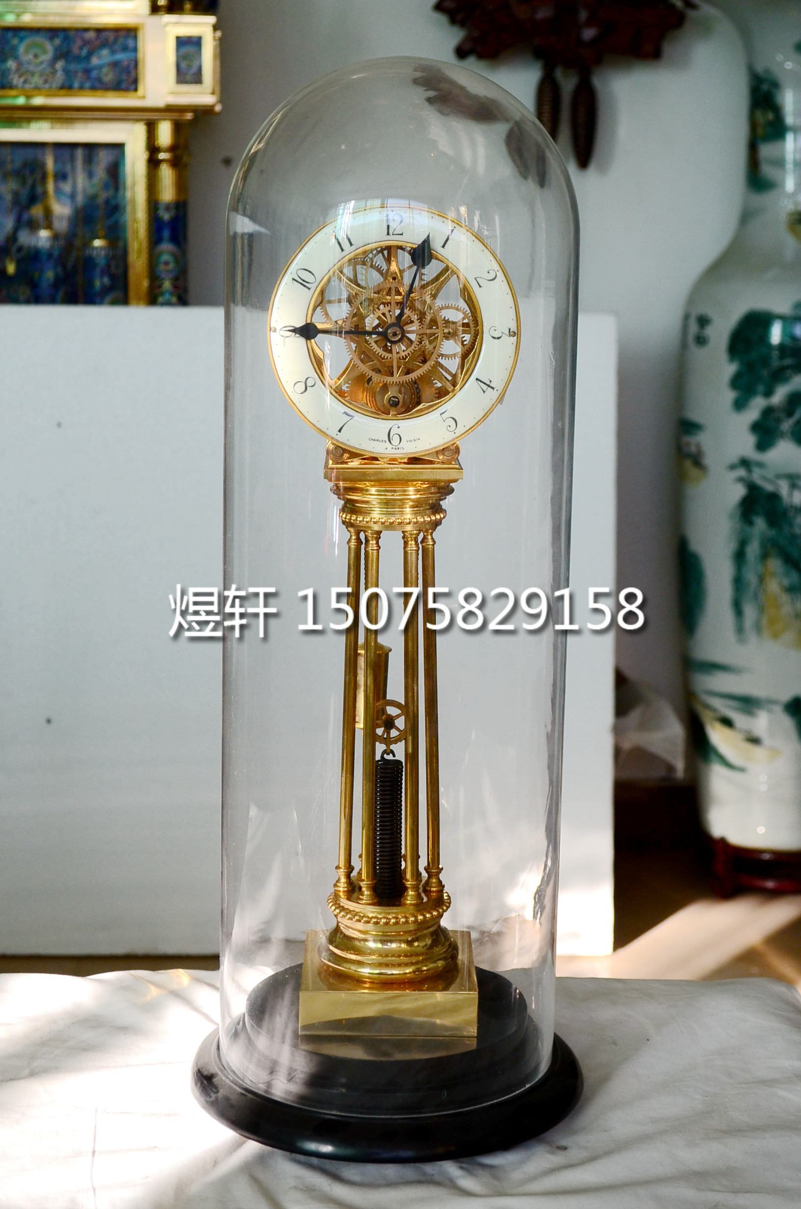 钟表拉簧仿古机械玻璃罩仿古董故宫法国台钟家居创意摆钟煜轩钟表
