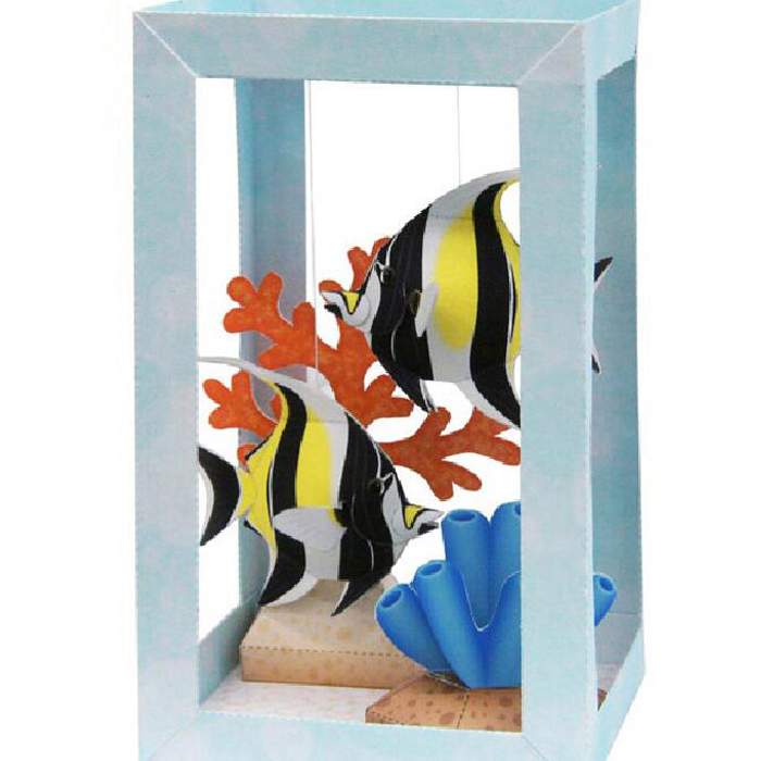 海洋馆蝴蝶鱼海底场景3d立体纸模型DIY手工制作儿童折纸益智玩具