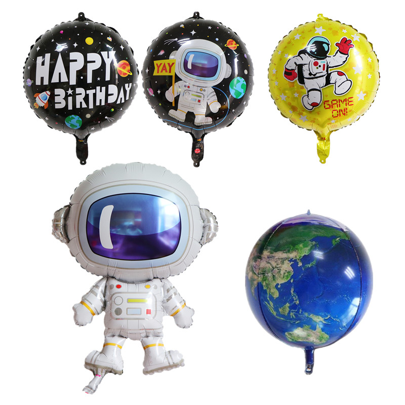 太空人铝膜气球宇航员生日飞船铝膜卡通科幻动漫主题派对装饰布置