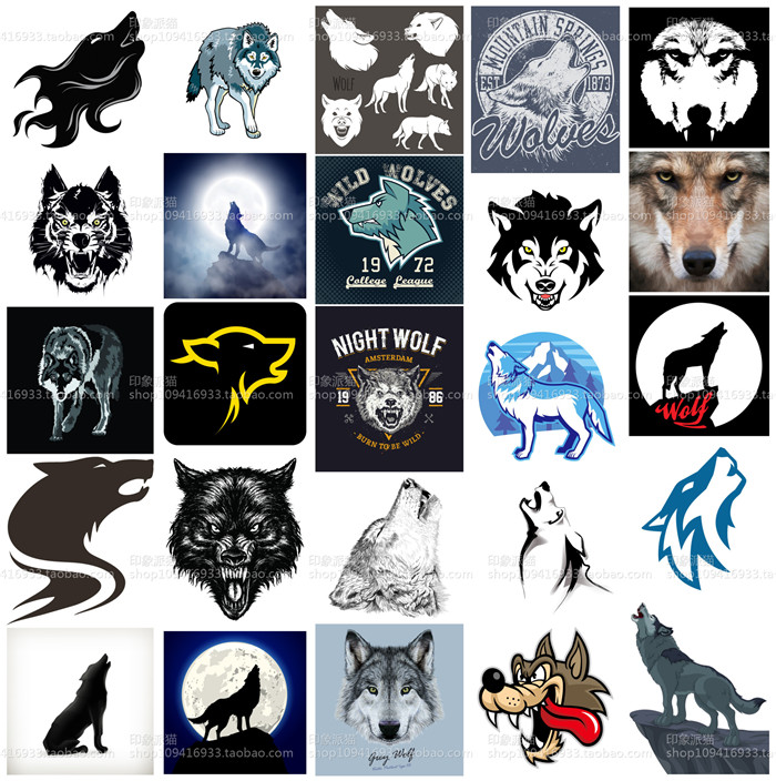 矢量设计素材 野生动物狼图案纹身海报T恤LOGO卡通欧美风 EPS格式