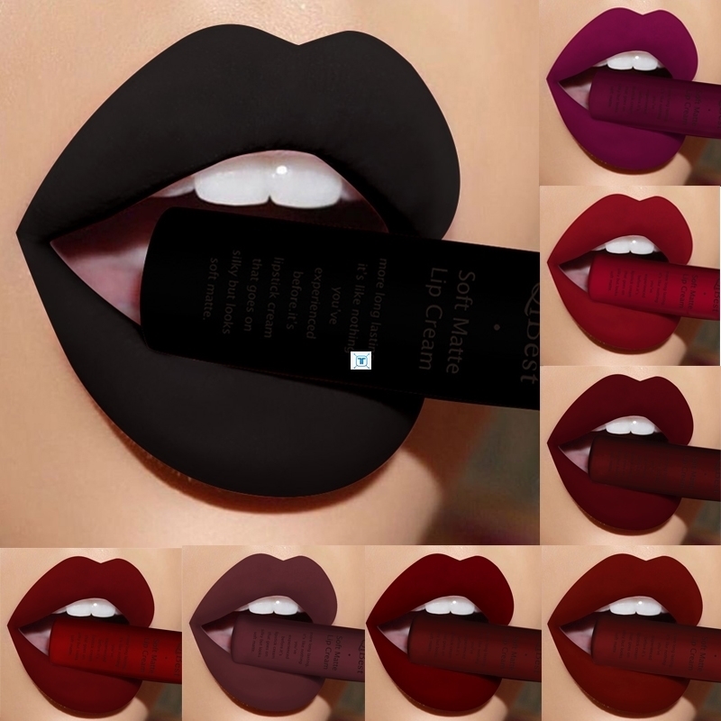 Qibest Brand Makeup Lipstick Matte Lipstick Brown Nude Black