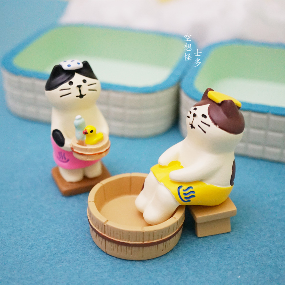 decole zakka日式创意泡澡猫咪达摩文鸟小羊浴室摆件可爱温泉装饰